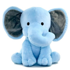 Elephant Sitting Plush Soft Toy (Blue, 30 cm)